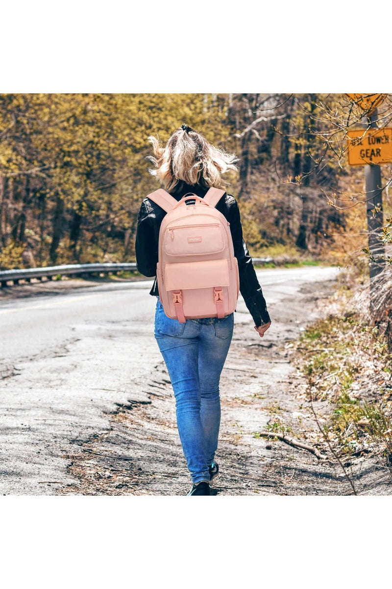 SUN EIGHT Waterproof 35L School Backpack for Teen Girls Kids Bookbags Elementary Middle School Laptop Bags Women Travel Daypacks, SE8391, Pink - Image 2